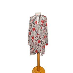 Feelib Shift Dress size‎ 1X floral cutout cream red long sleeve